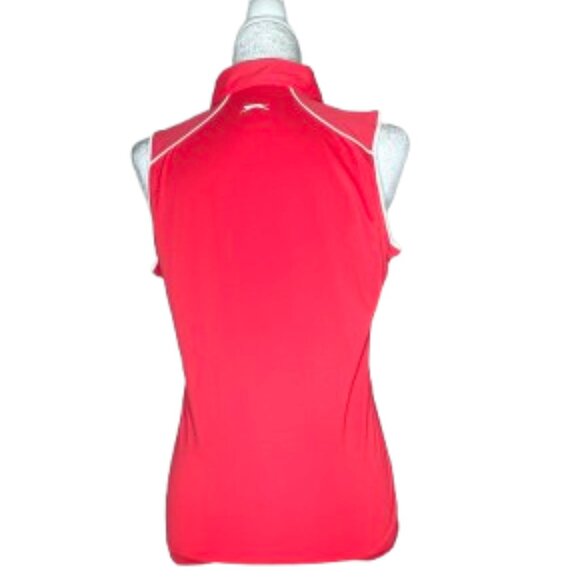 Slazenger Women's Pink 1/4 Zip Sleeveless Polo Golf Shirt Size Medium - Picture 3 of 8